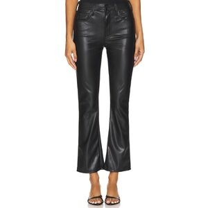 MOTHER Women's Black Flared Vegan Leather Cropped Pants High Rise